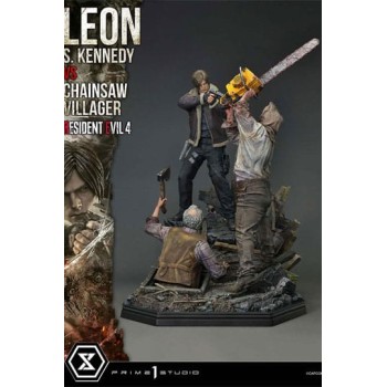 Resident Evil 4 Ultimate Premium Masterline Series Statue 1/4 Leon S. Kennedy vs. Chainsaw Villager 76 cm