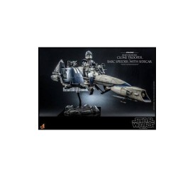 Star Wars The Clone Wars Action Figure 1/6 Heavy Weapons Clone Trooper and BARC Speeder with Sidecar 30 cm