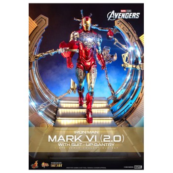 Marvel s The Avengers Movie Masterpiece Diecast Action Figure 1/6 Iron Man Mark VI (2.0) with Suit-Up Gantry 32 cm