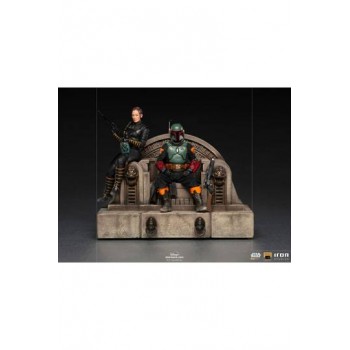 Star Wars The Mandalorian Deluxe Art Scale Statue 1/10 Boba Fett and Fennec on Throne 23 cm