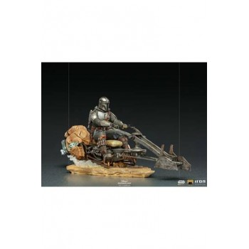 Star Wars The Mandalorian Deluxe Art Scale Statue 1/10 Mandalorian on Speederbike 18 cm