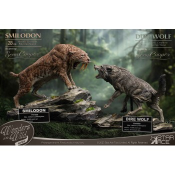 Wonders of the Wild Series: Smilodon and Dire Wolf Statue Set