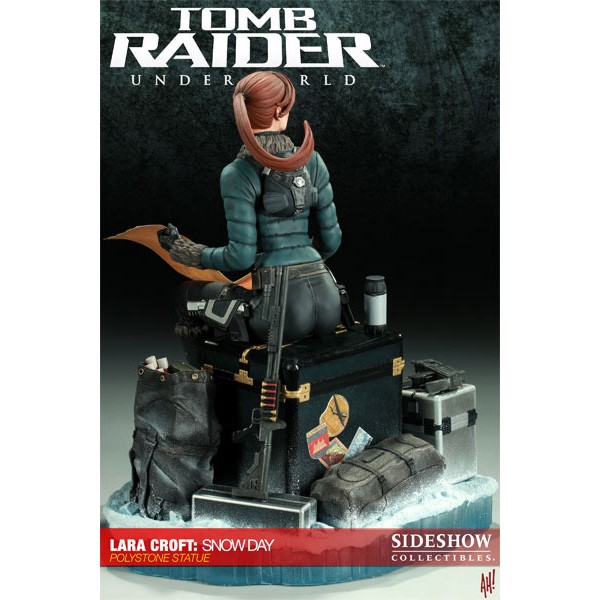 lara croft snow day statue